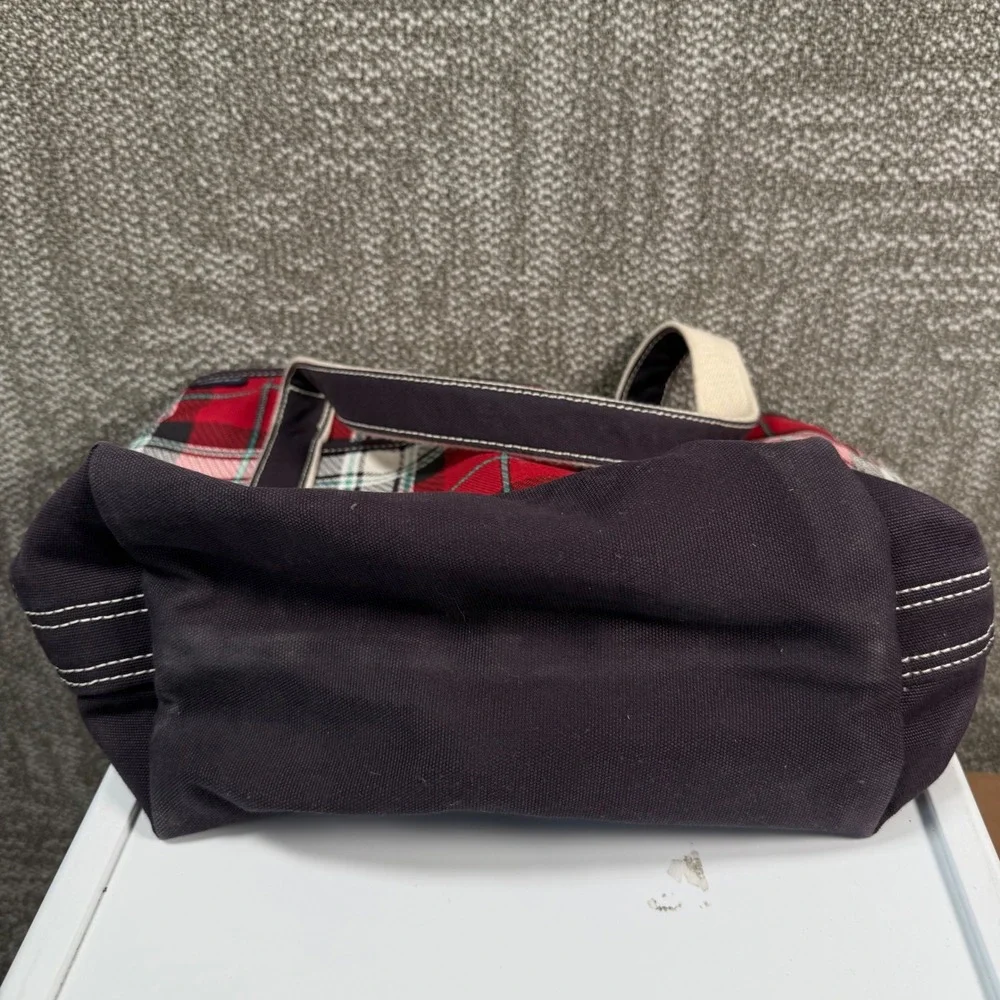 Lands' End Plaid Canvas Tote Bag Tartan Plaid Holiday Preppy Shopping Boat Tote